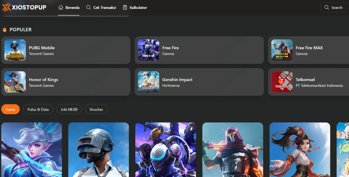 Web Top Up Games dan PPOB Otomatis XiosTopup